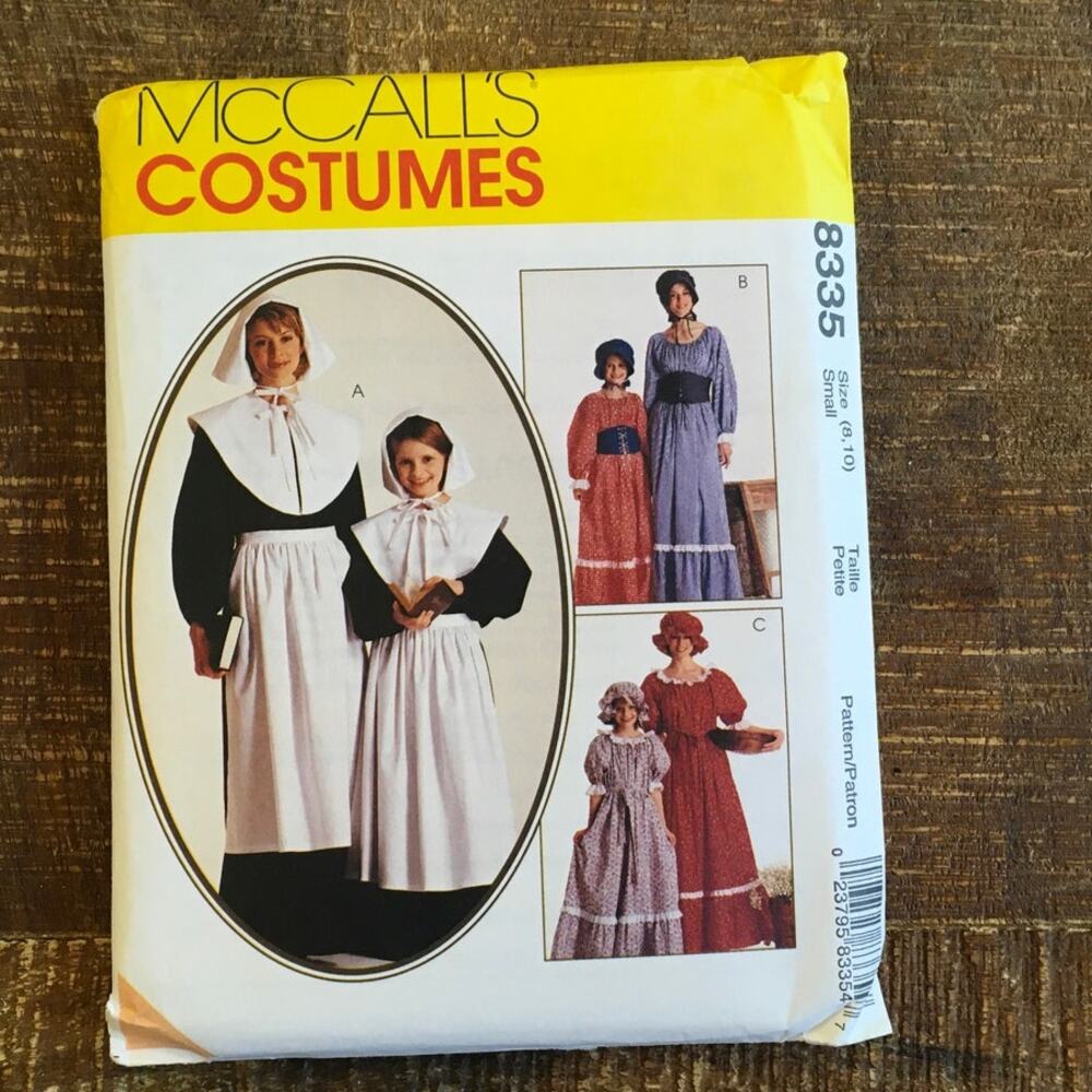 McCalls Costume Sewing Pattern 8335 Pilgrim Prairie Pioneer Dress 8-10 UNCUT